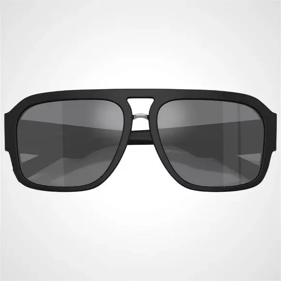 New Dolce & Gabbana Sunglasses Black Matte Aviator Pilot Gray Mirror Black Lens